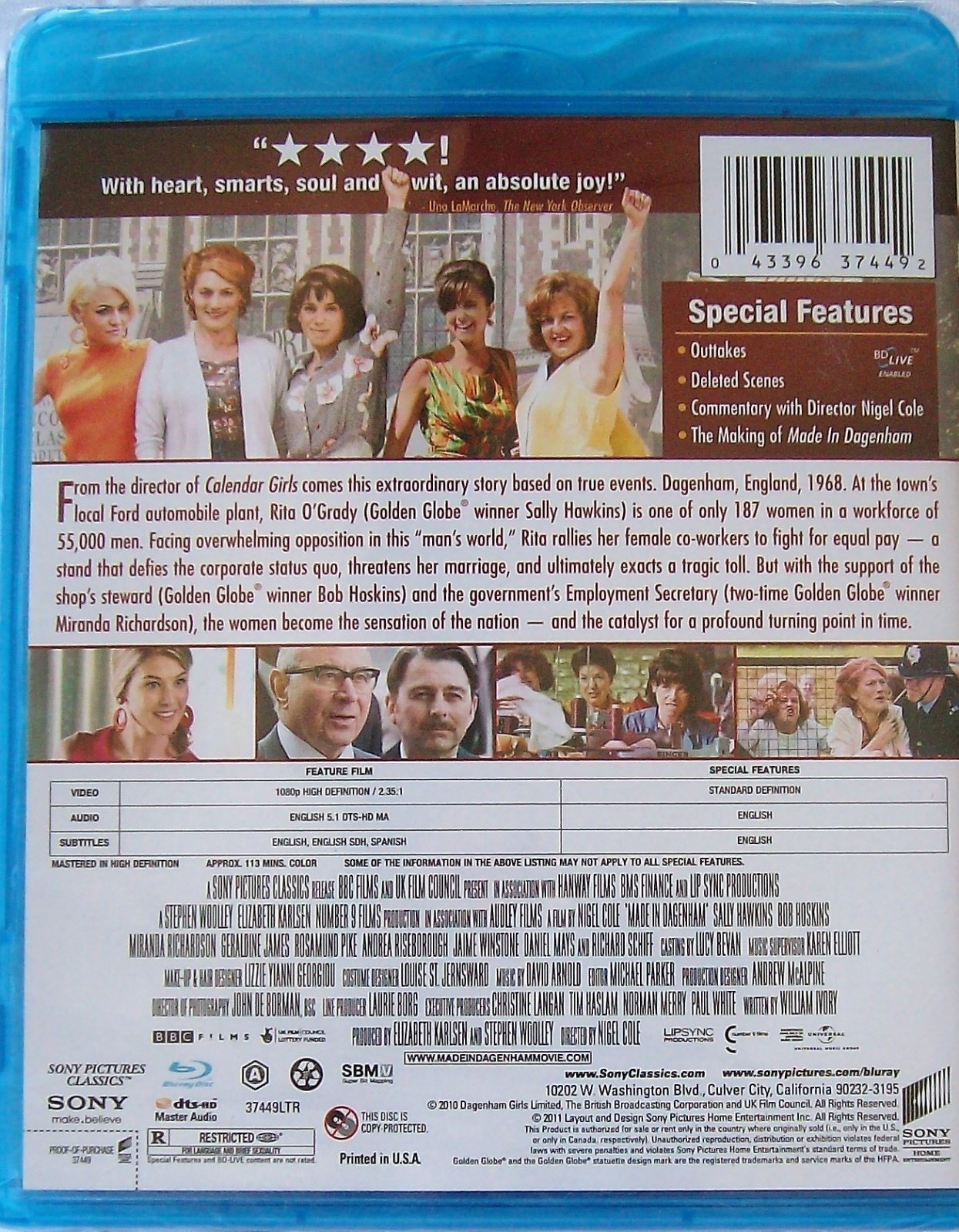 Made in Dagenham – Fight For Equal Rights (Blu-ray, 2011) Sally Hawkins