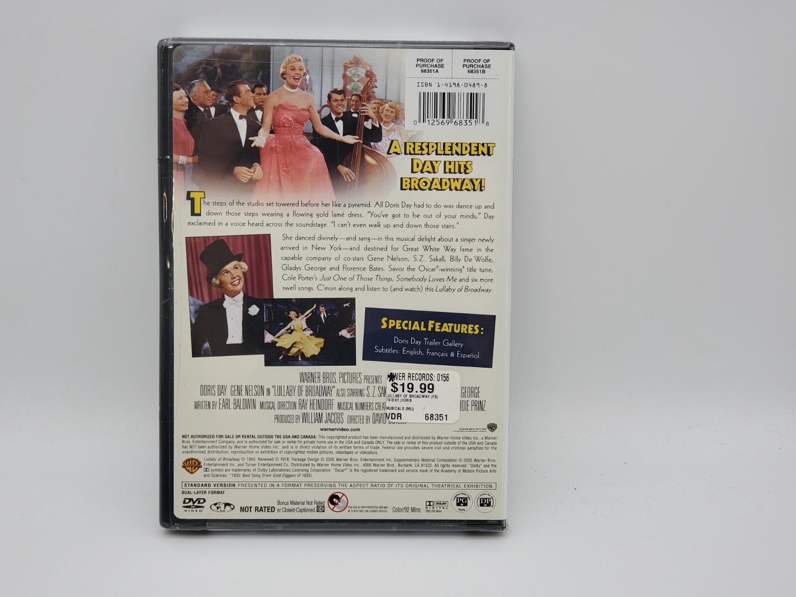 Lullaby of Broadway (DVD, 2005) Doris Day, Gene Nelson – Brand New