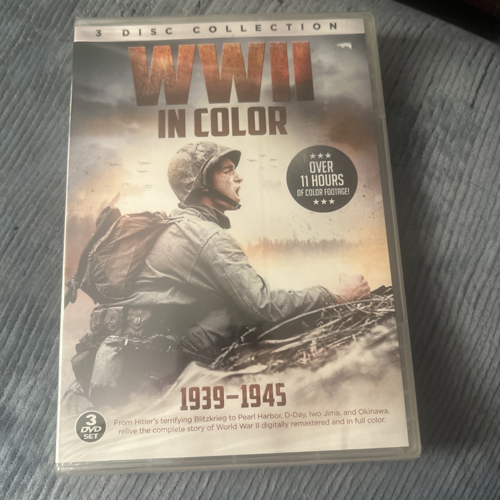 WWII In Color 1939-1945 DVD 3-Disc Collection NTSC Over 11 Hours Footage Sealed