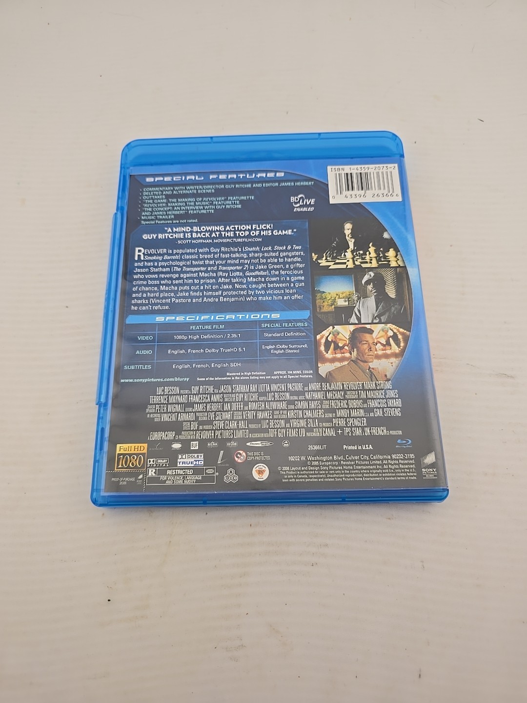 Revolver (Blu-ray, 2005) Jason Statham Ray Liotta Vincent Pastore Andre Benjamin