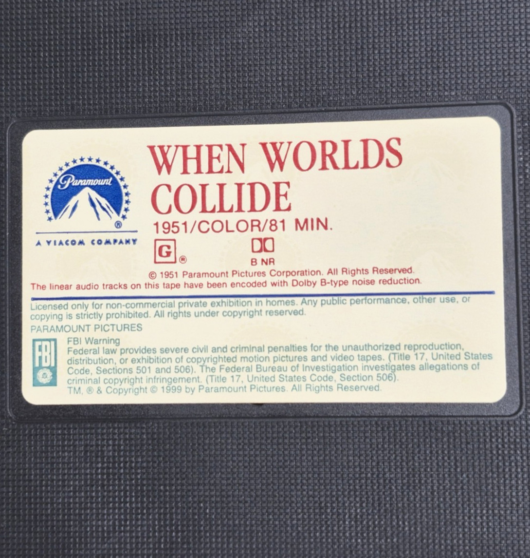 When Worlds Collide (1951) Sci-Fi VHS Classic Science Fiction Film George Pal