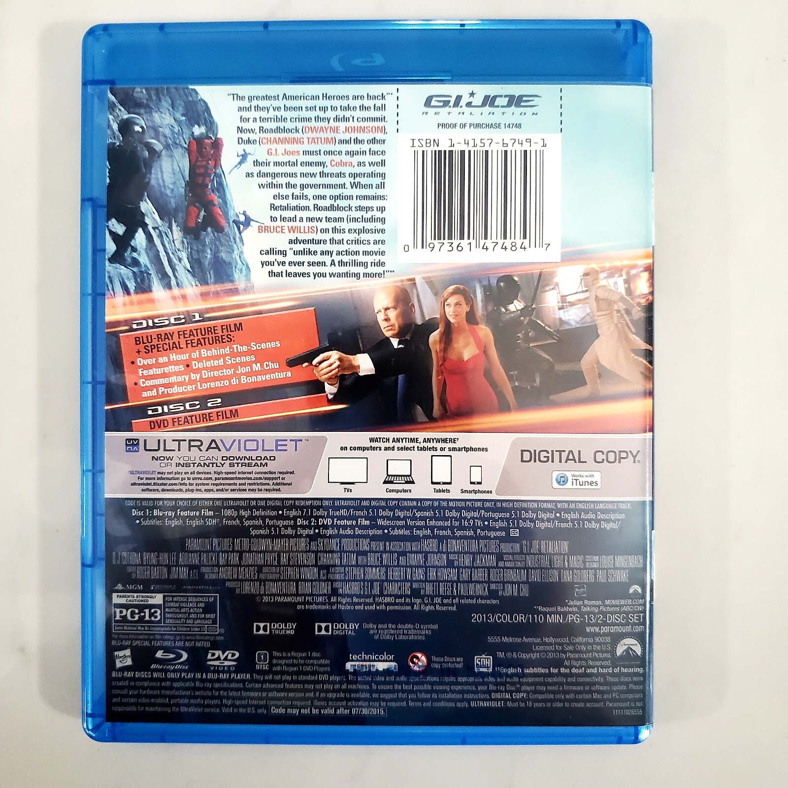 G.I. Joe Retaliation – Blu-ray + DVD – The Rock – Bruce Willis