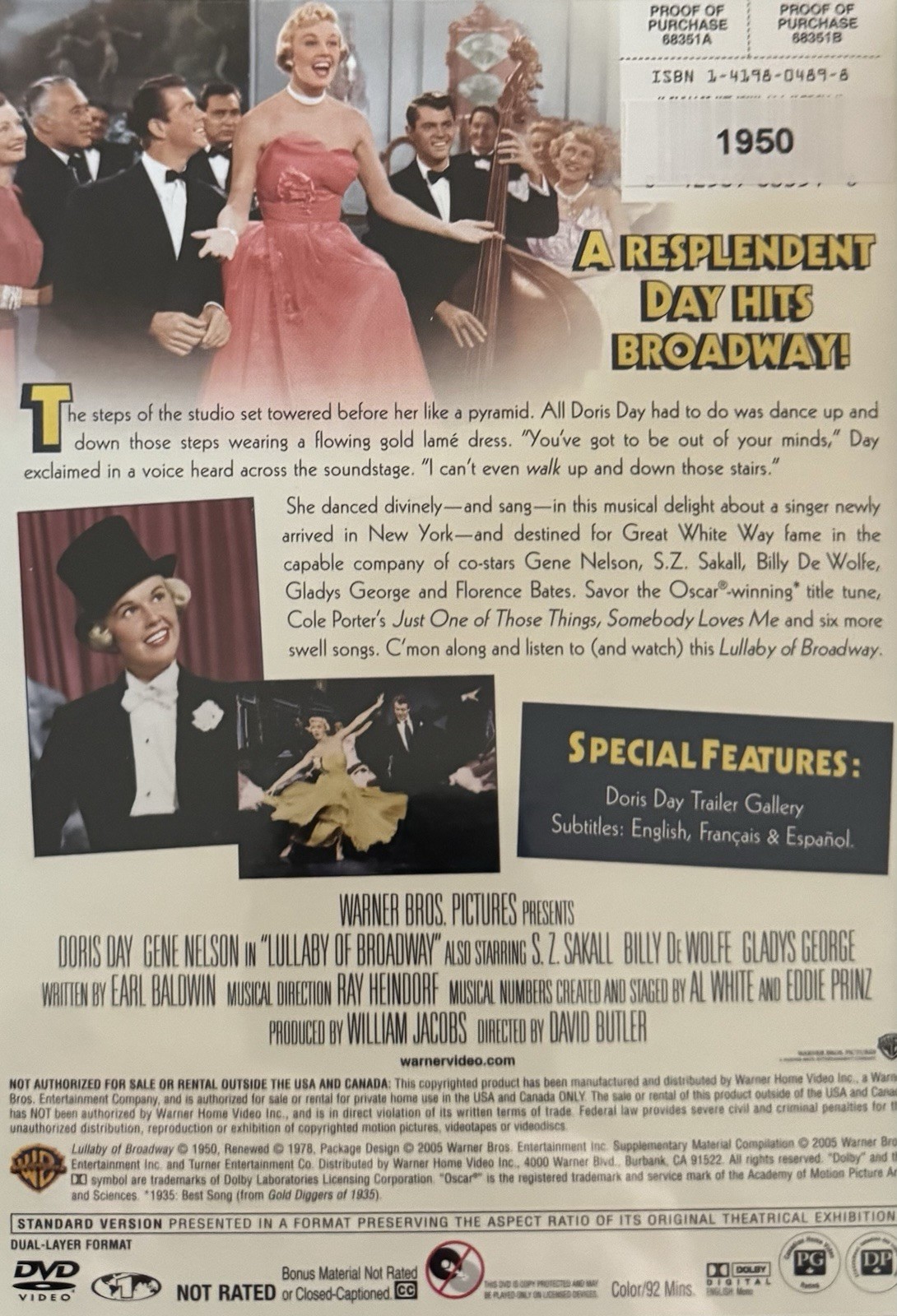 Lullaby of Broadway (Doris Day, 1951). DVD