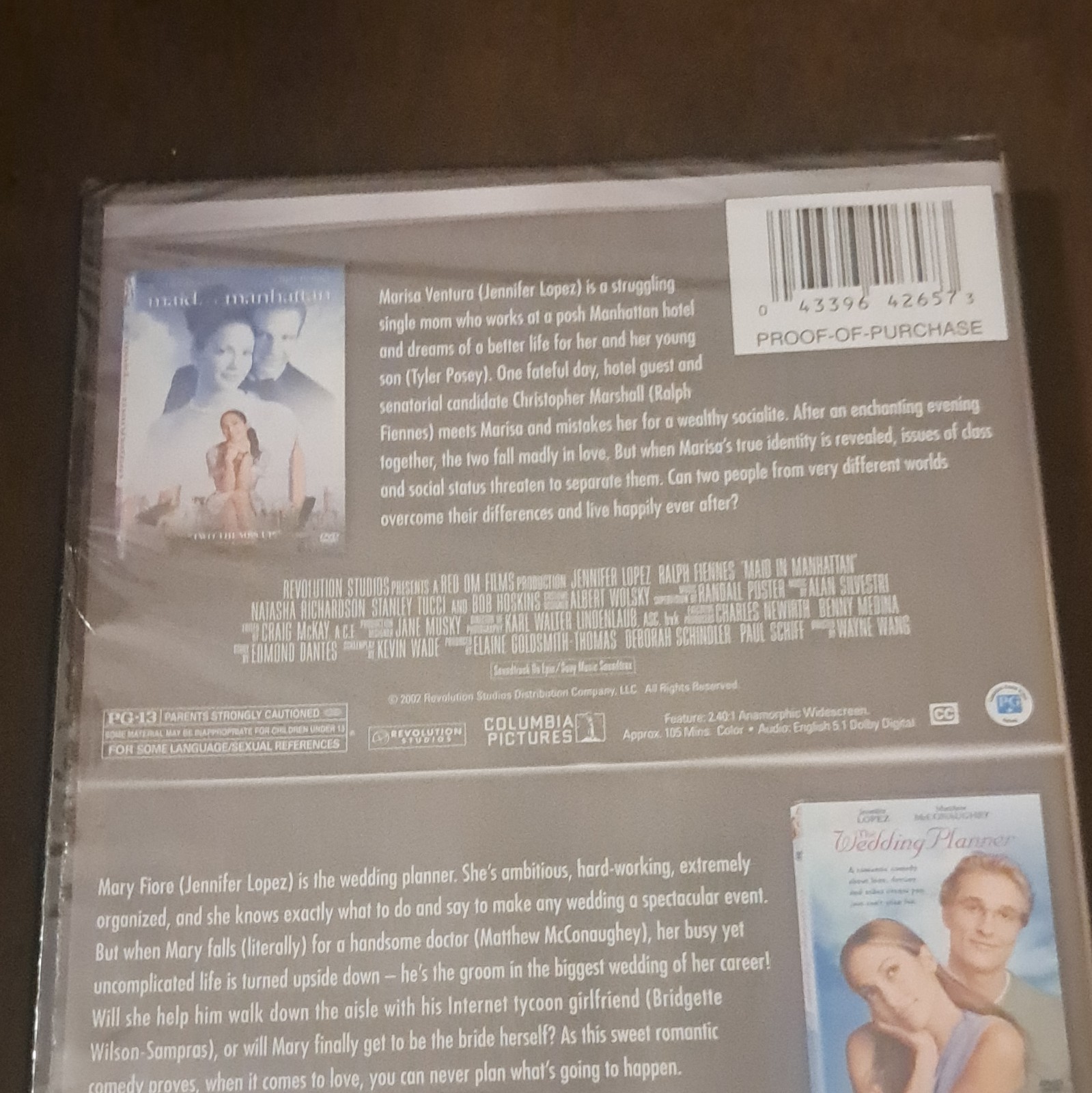 Maid in Manhattan/The Wedding Planner DVD Double Feature WS PG-13