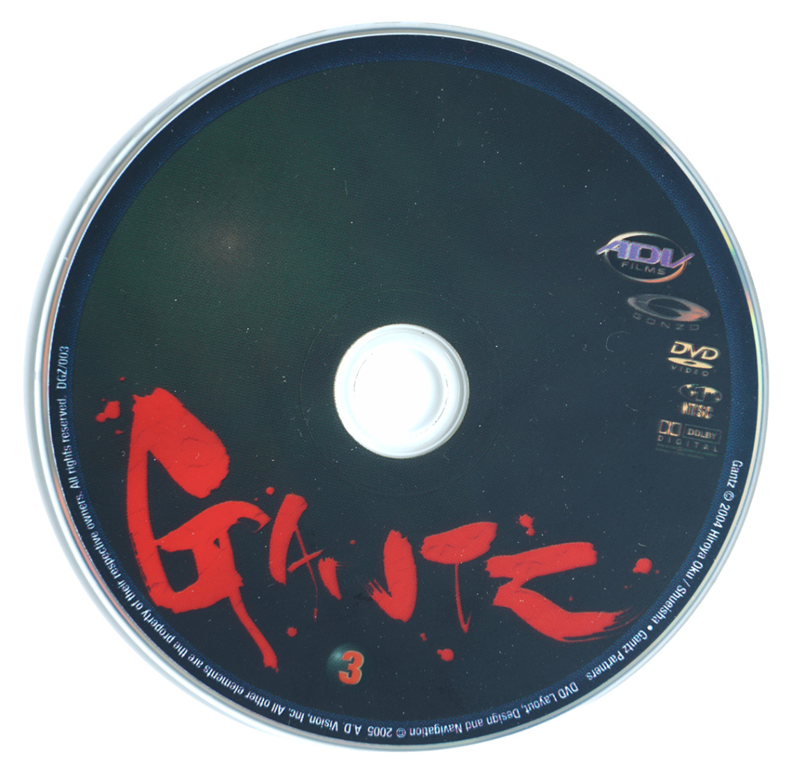 Gantz DVD 2005 Volume 3 Anime Series ADV Films Gonzo Dolby Digital
