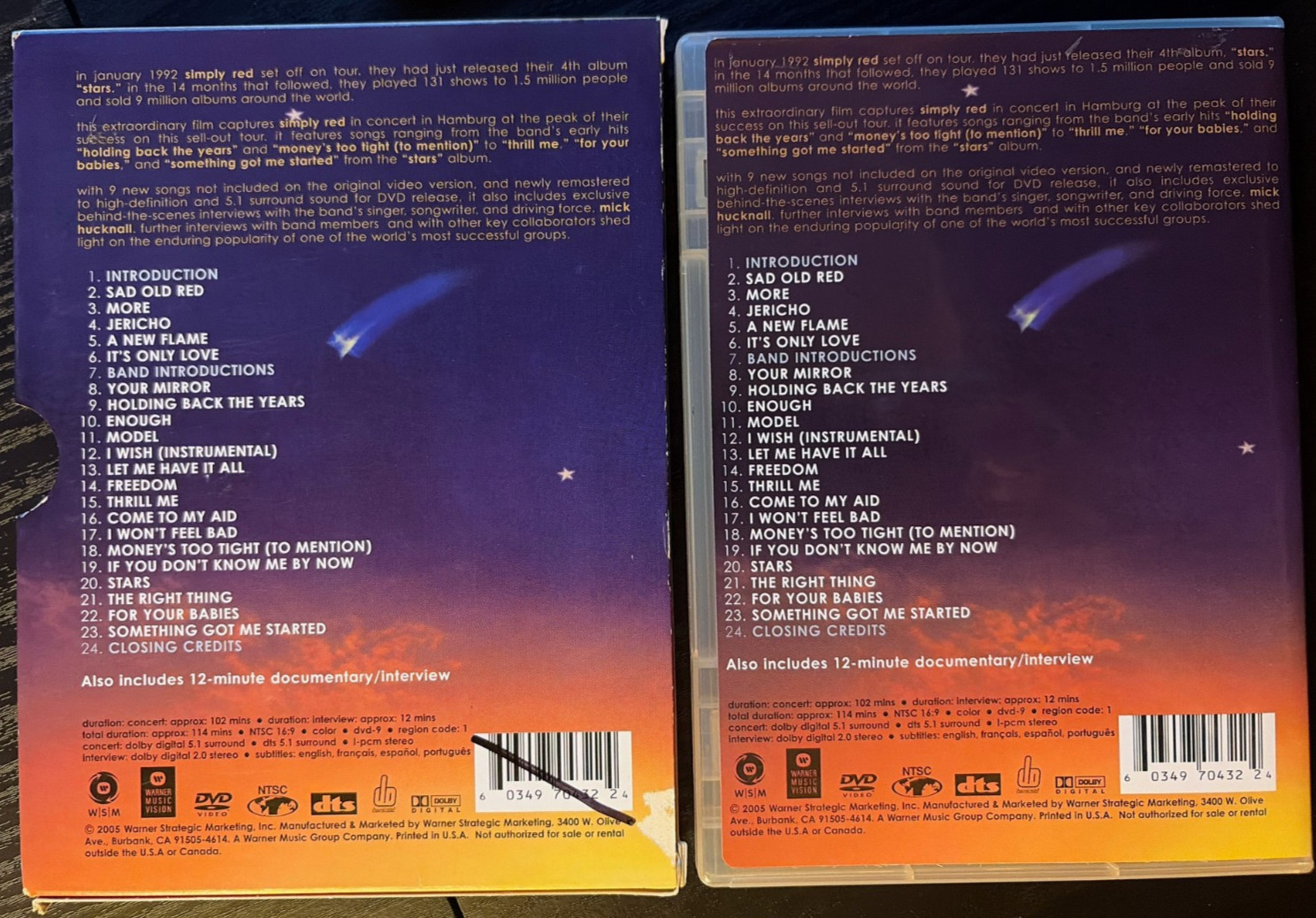A Starry Night with Simply Red DVD Special Ed 1992 Hamburg OOP w Slipcase