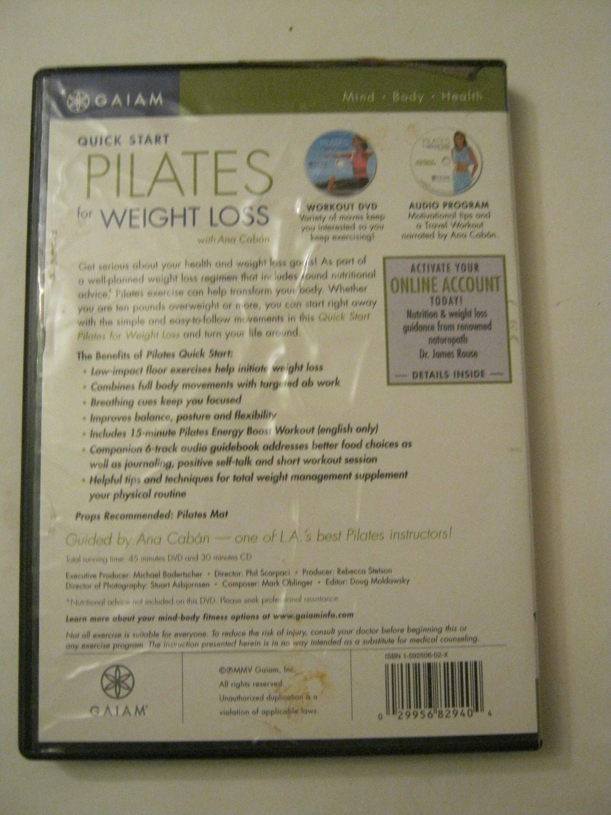 Quick Start Pilates For Weight Loss (DVD and CD 2005) (015-12)