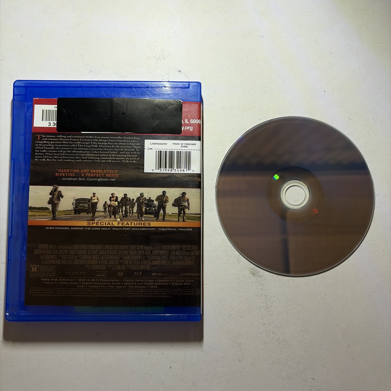 Lionsgate Pictures Entertainment The Long Walk Thriller Blu-ray Ex-Library Copy