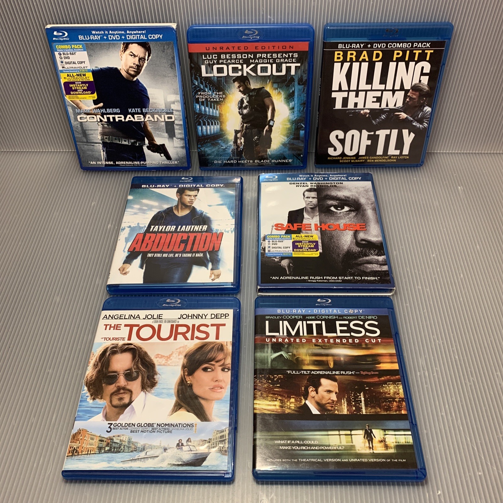 Blu-Ray ACTION Lot Of 7 ~ Lockout, Contraband, Safe House, The Tourist, ETC