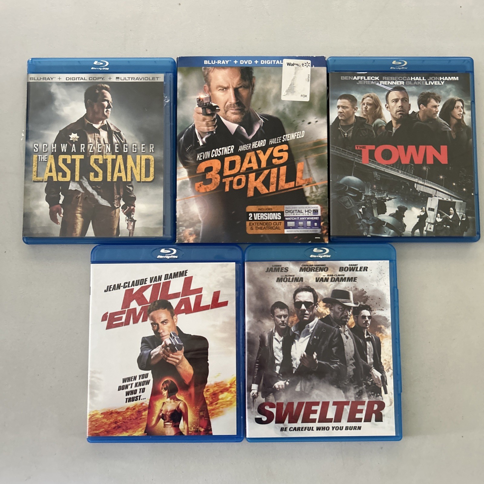 Blu-Ray Action Lot (5) Last Stand, Town, Swelter, 3 Days to Kill, Kill ‘em All