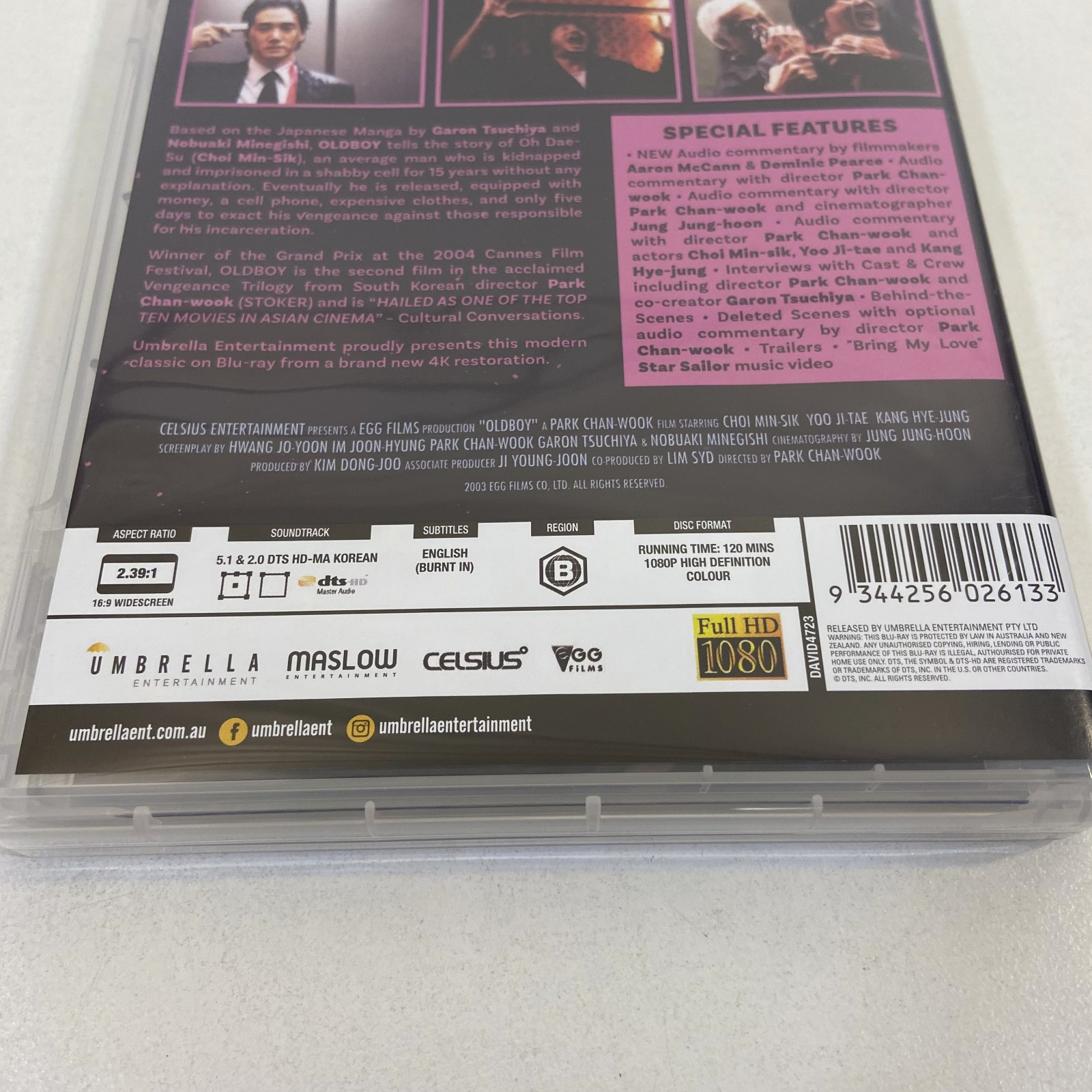 OldBoy REGION B 2022 Park Chan Wook Blu-ray Choi Min Sik Umbrella Entertainment