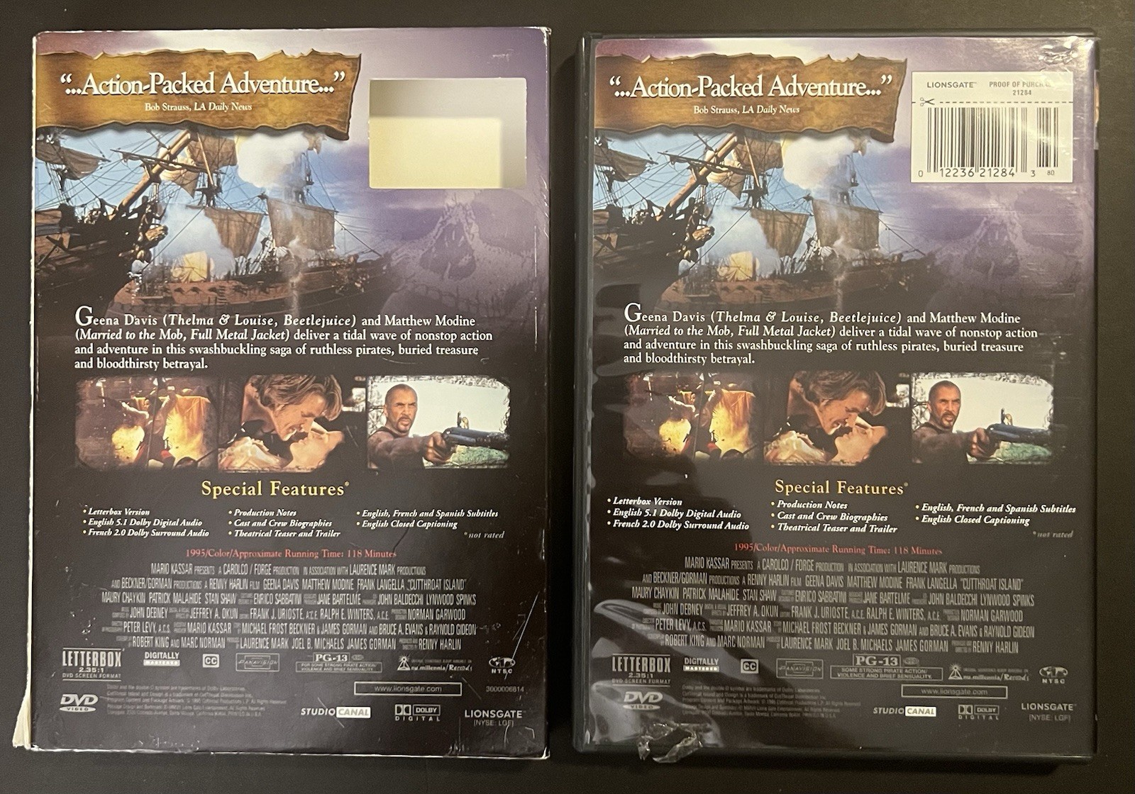 Renny Harlin’s ‘CutThroat Island’ (1995 ~ Original 2007 DVD w/ Slipcover)