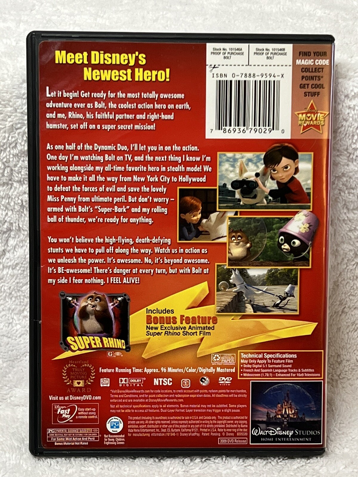 Disney’s Bolt DVD 2009 Animated Family Movie Miley Cyrus/John Travolta