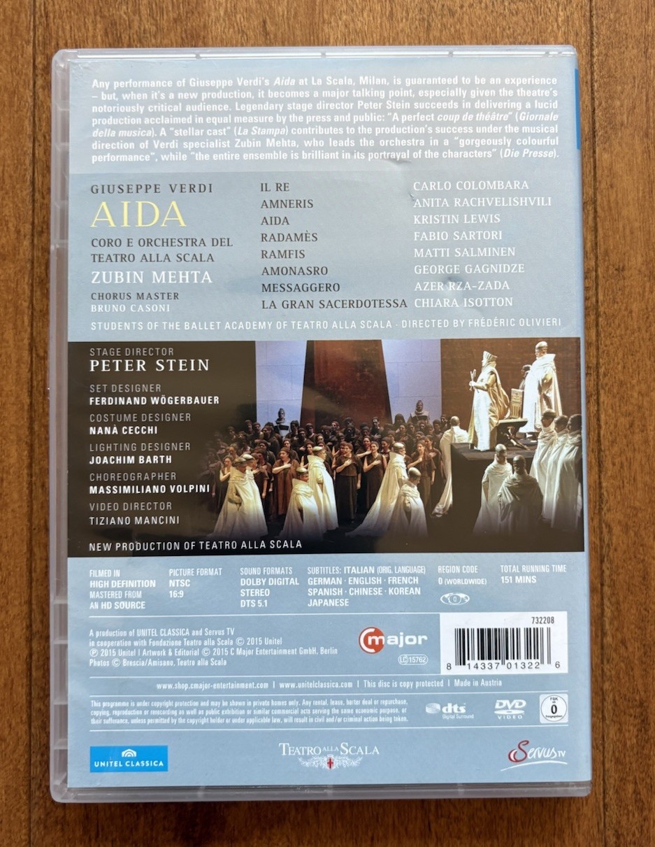 AIDA – VERDI – Teatro Alla Scala – Mehta -Unitel Opera dvd