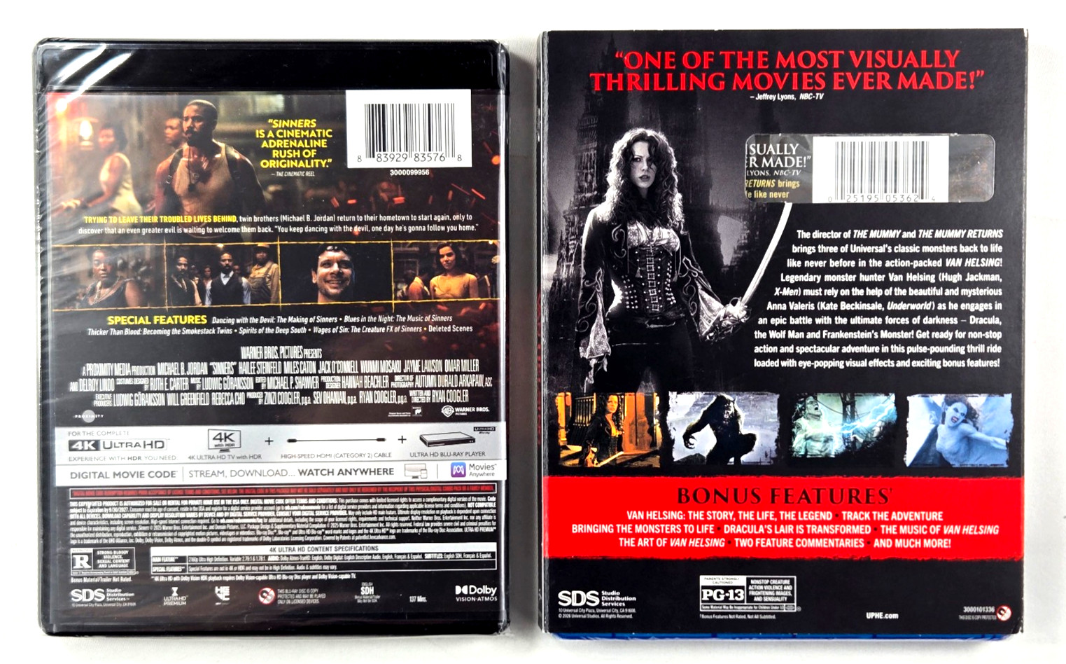 SINNERS 4K (4K+Digital Copy) & Van Helsing (Blu-ray+Slip Cover) VAMPIRES