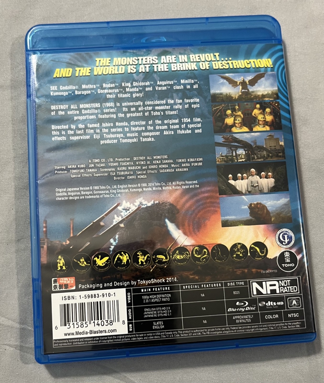 Destroy All Monsters Blu-ray Toho Godzilla Kaiju Movie OOP Rare Clean Disc