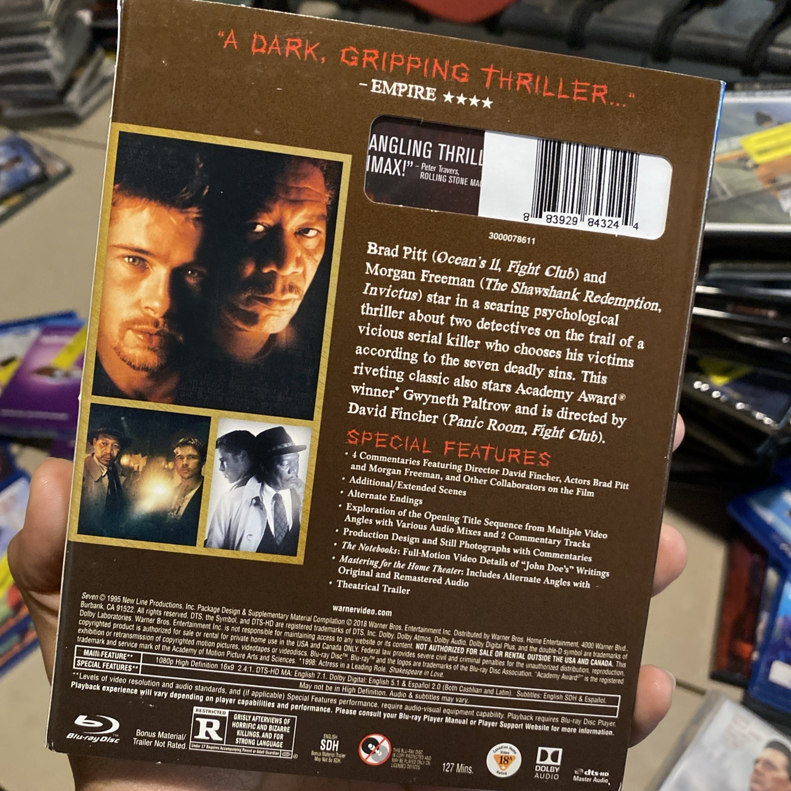 Seven / Se7en BLU-RAY (1995), Brad Pitt Morgan Freeman. Brand-new Sealed w/Cover