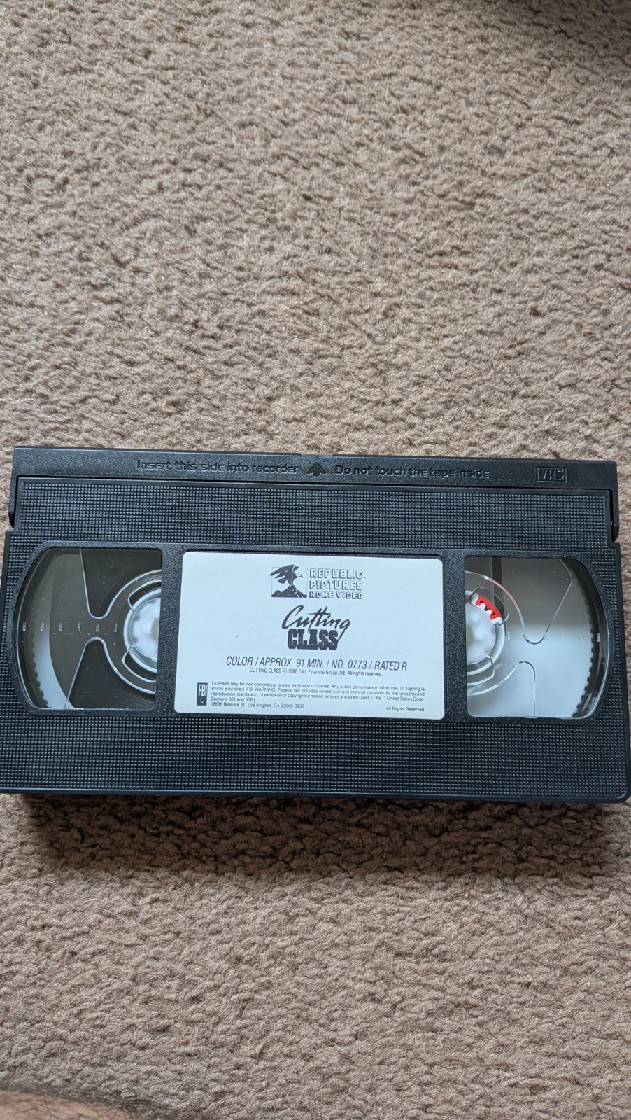 Cutting Class VHS Republic Pictures Brad Pitt Horror Slasher Rare OOP Tested