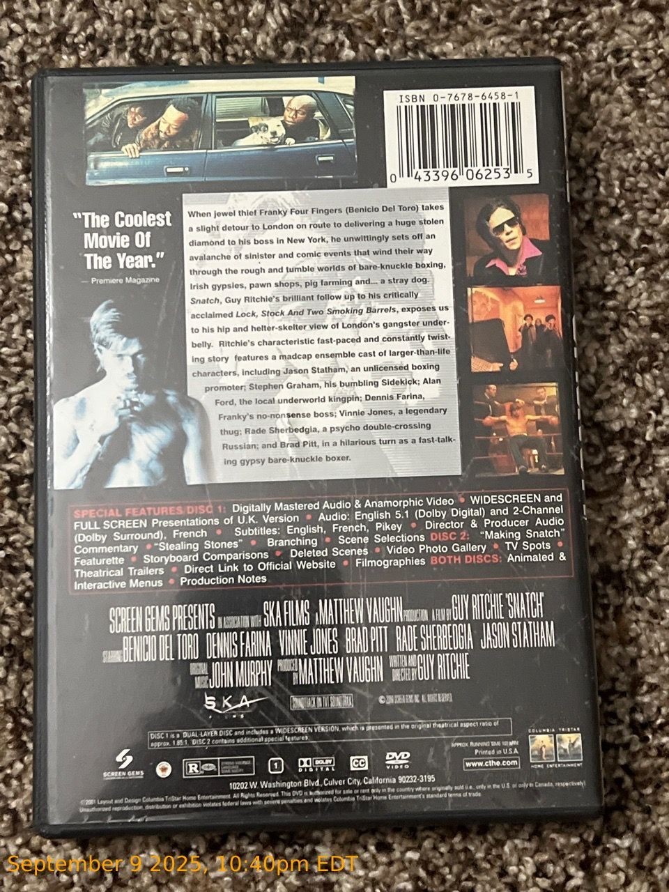 Snatch Special Edition DVD Benicio Del Toro Dennis Farina