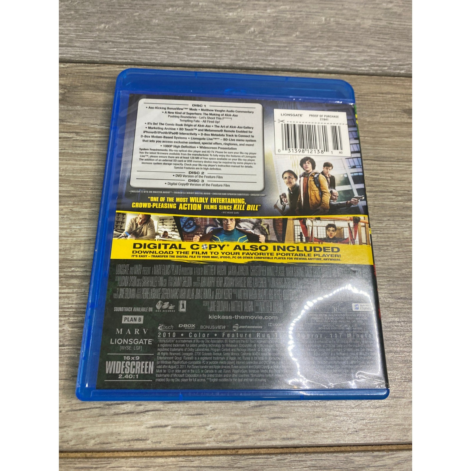 Kick-Ass Blu-ray DVD Digital Copy Combo Pack Lionsgate Matthew Vaughn 2010 Slip