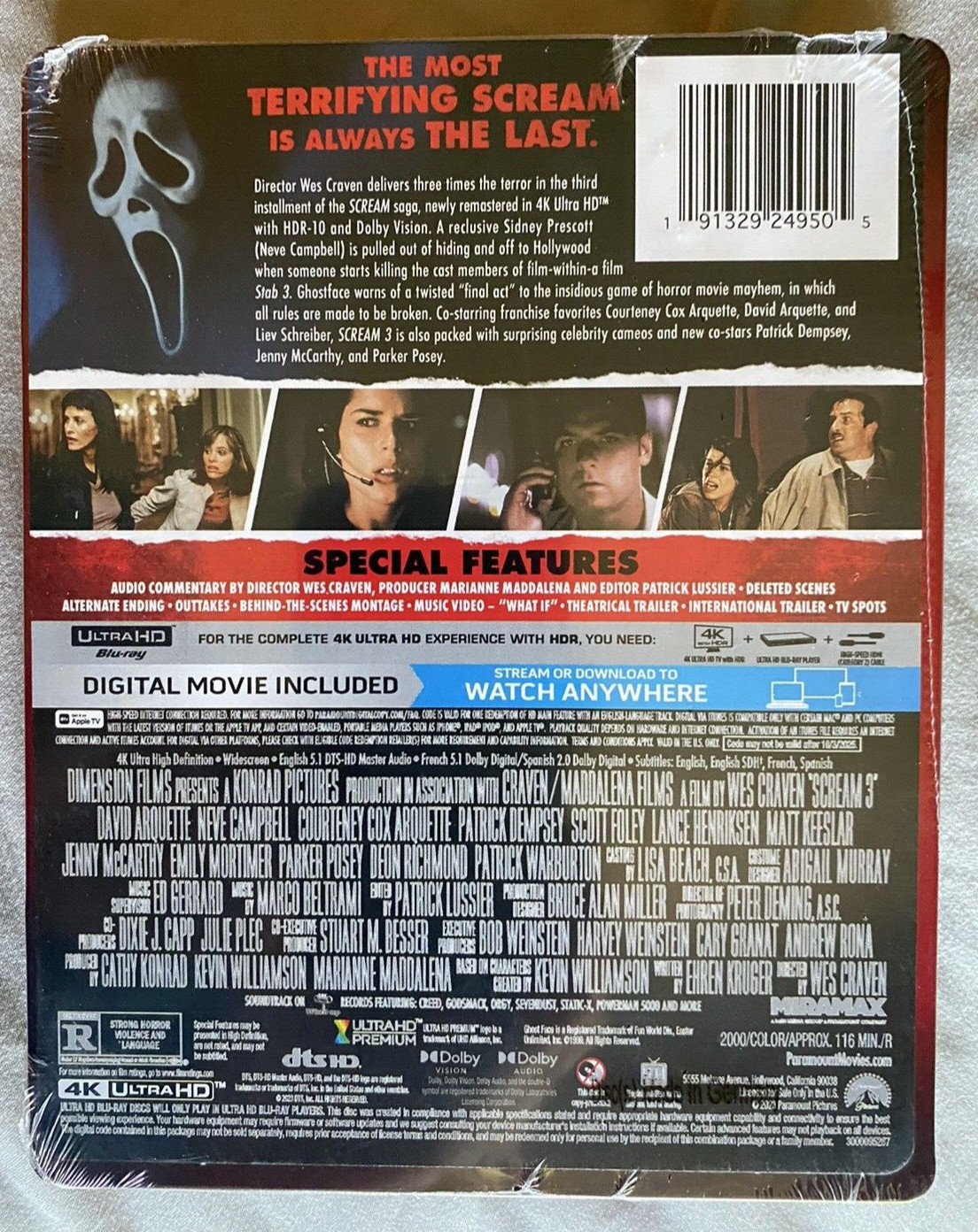 Scream 3 4K Steelbook (4K UHD + Digital Code) Brand New – OUT OF PRINT!!!