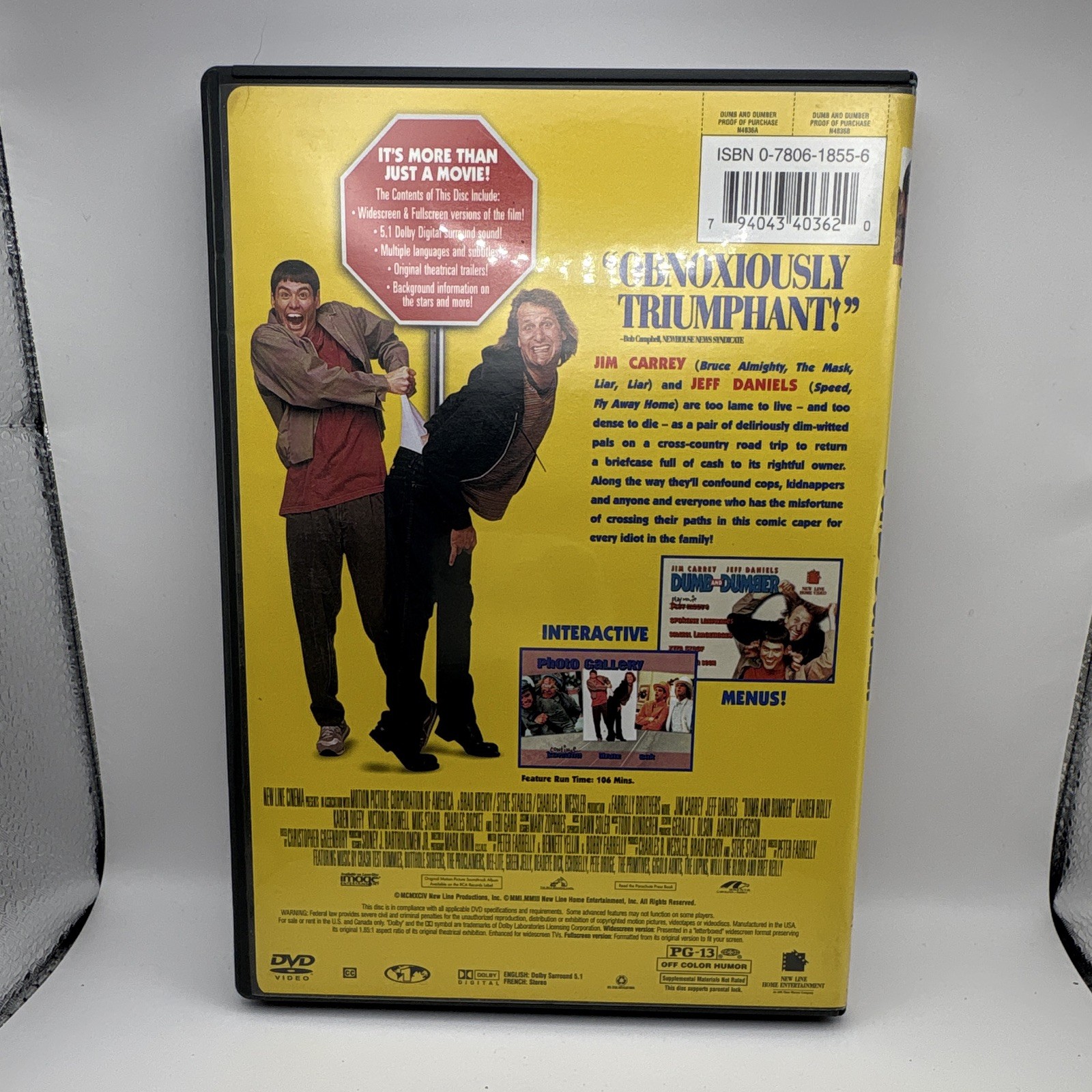 Dumb and Dumber (DVD) Widescreen/Full Screen PG-13 106 min Subs Carrey