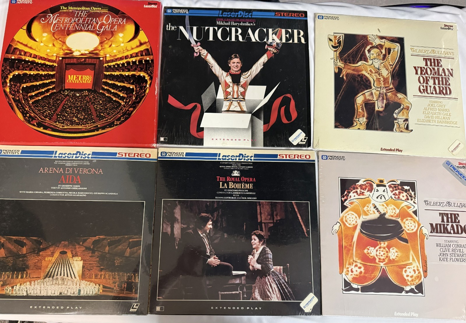 Vtg Laserdisc Lot of 6 Live Musicals 80’s Aida La Boheme Nutcracker Mikado