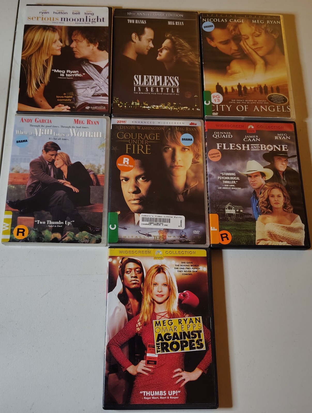 7 Meg Ryan DVD Lot Bundle Sleepless Seattle City Angels + More Romantic Comedy