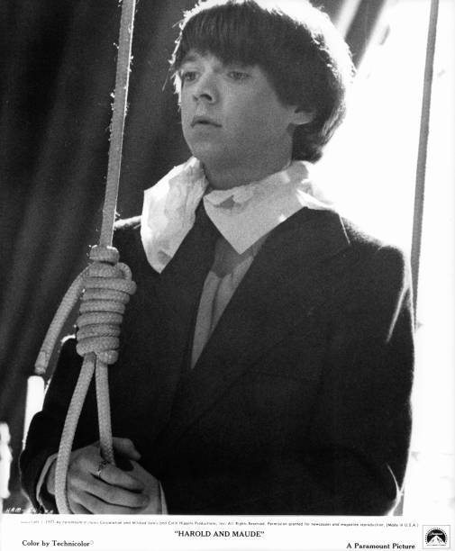 Bud Cort holding noose in a scene from Harold And Maude 1971 Old Movie Photo