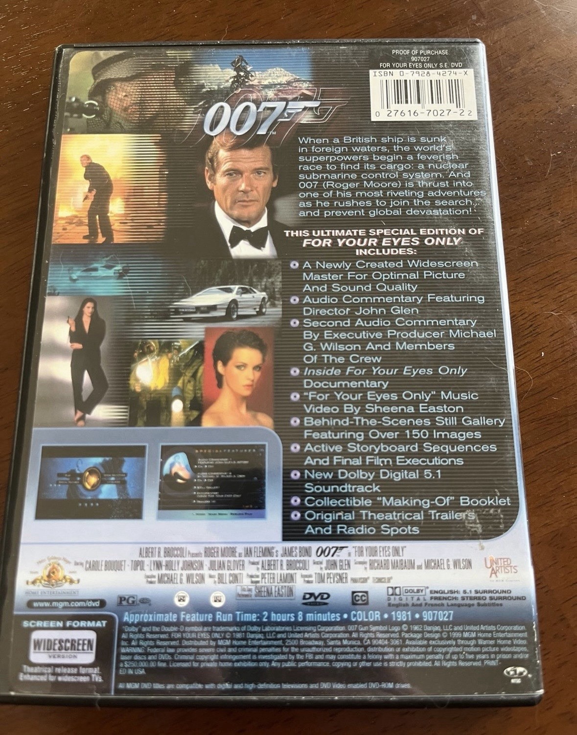 For Your Eyes Only (DVD, Roger Moore, Special 007 Edition, Action, 1981)
