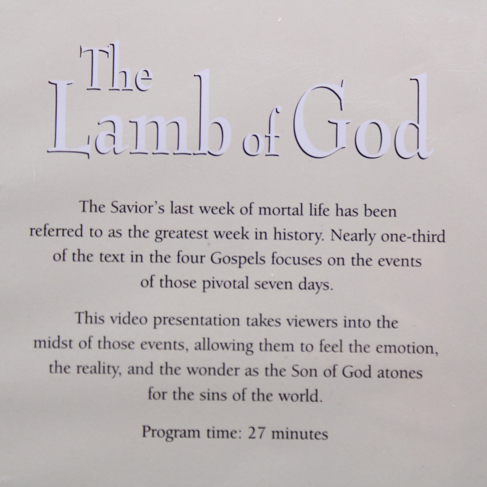 The Lamb of God DVD Multiple Languages English & Dutch Subtitles Region Free