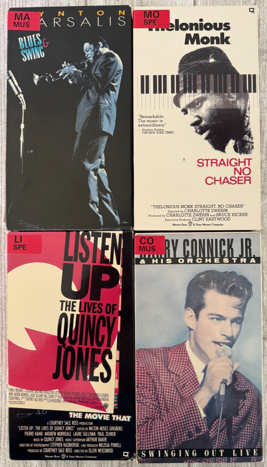 4 VHS Jazz Swing Thelonious Monk Wynton Marsalis Quincy Jones Harry Connick Jr.