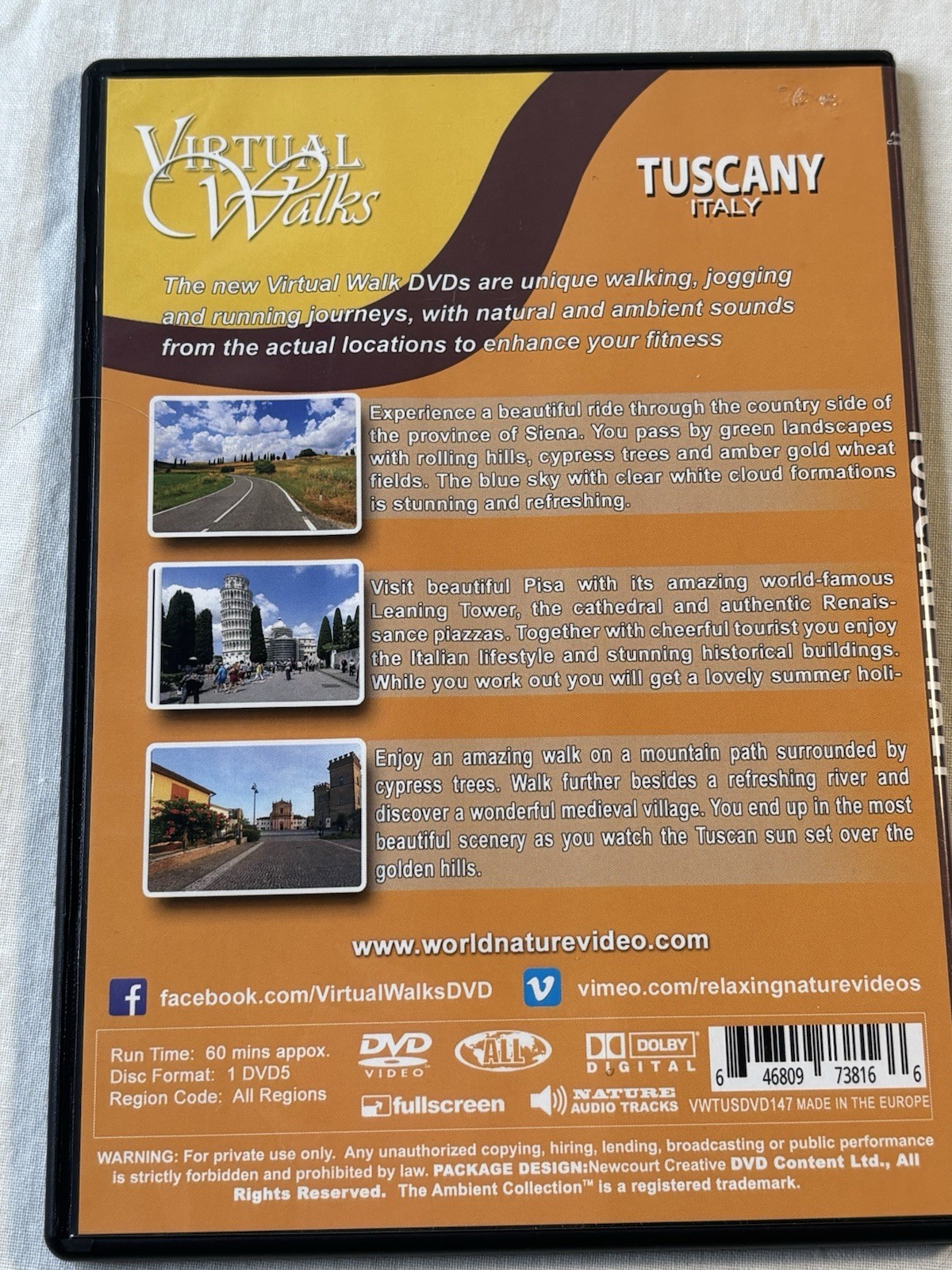Virtual Walks Tuscany Italy (DVD) Three Walks Made in Europe 60 Mins