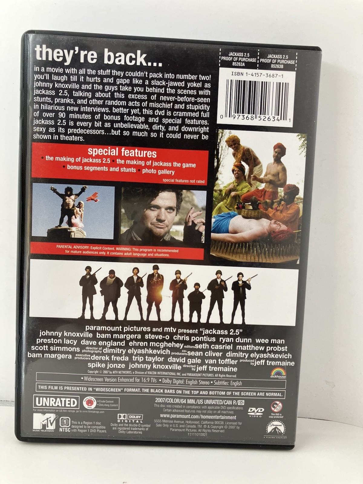 Jackass 2.5 Unrated DVD Johnny Knoxville Bam Margera Steve-O MTV