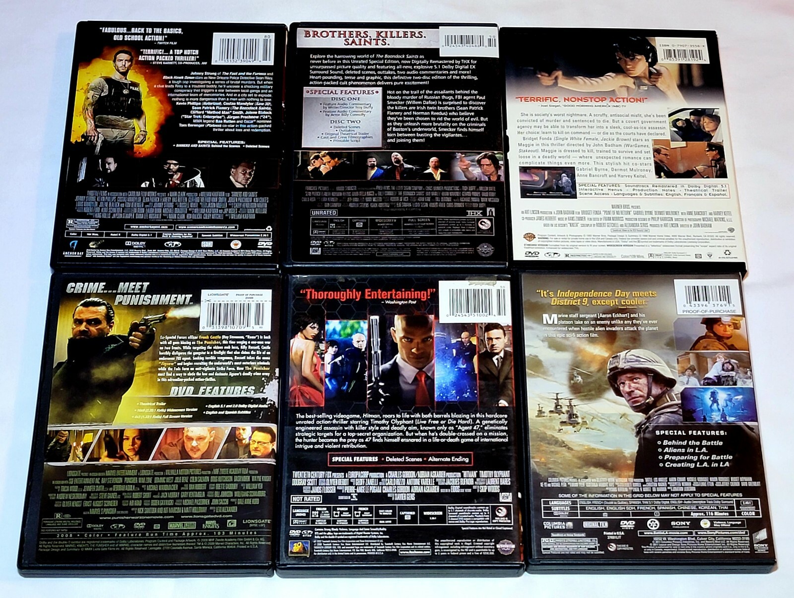 Sinners And Saints, Point Of No Return, Boondock Saints, Hitman, Punisher…DVD