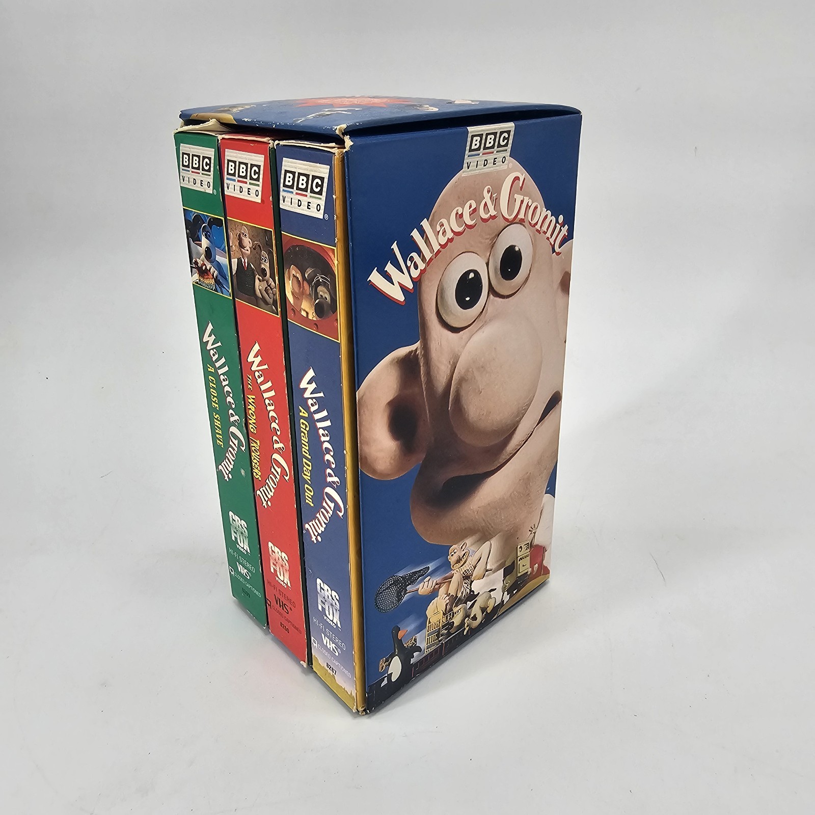 Wallace & Gromit Gift Set (VHS, 1996, 3 Tape Set) BBC Video CBS Fox Vintage