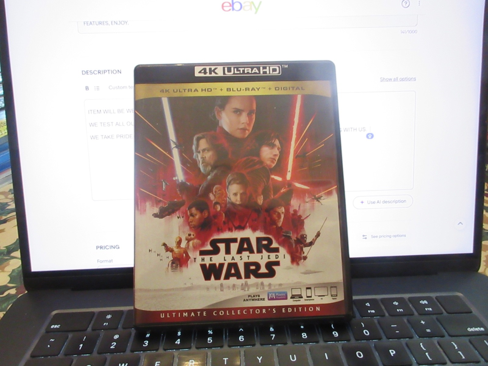 Star Wars: Episode VIII: The Last Jedi 4K Ultra HD + Blu-ray 3 DISCS MINT DISCS!