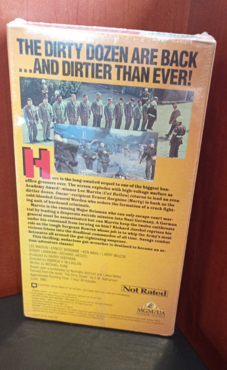 The Dirty Dozen Next Mission VHS SEALED MGM UA Lee Marvin Ernest Borgnine VTG