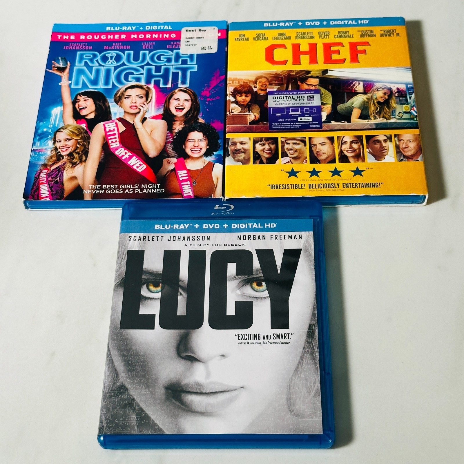 Scarlett Johansson – Blu-Ray Lot of 3 – Rough Night – Lucy – Chef