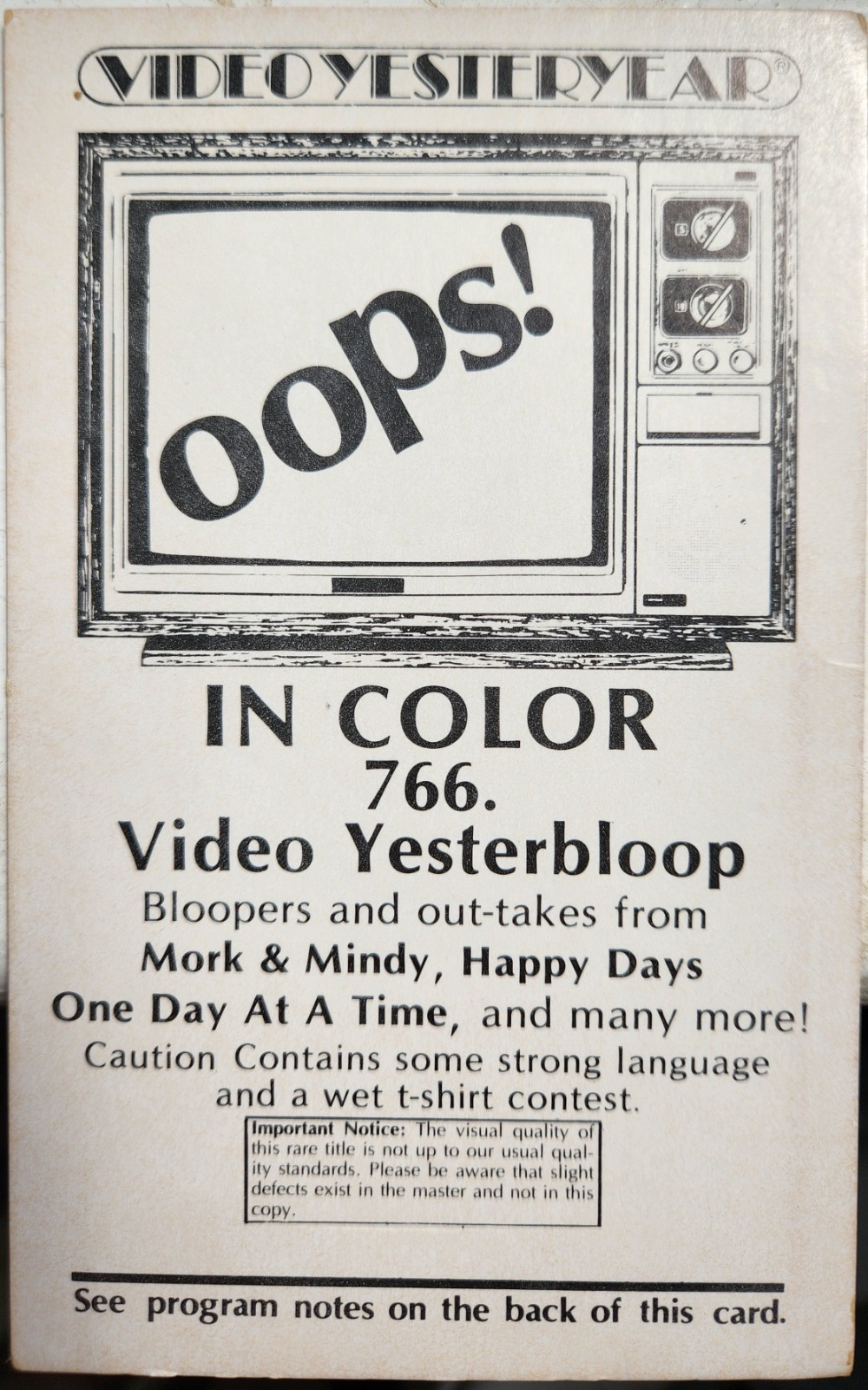 Video Images Video Yesterbloop VHS Video Yesteryear Recording 81min 1960s 1970s