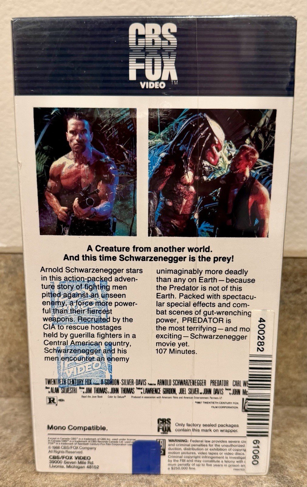 Predator – VHS Tape – NEW AND SEALED With Watermark 1988 Pressing CBS Fox Video