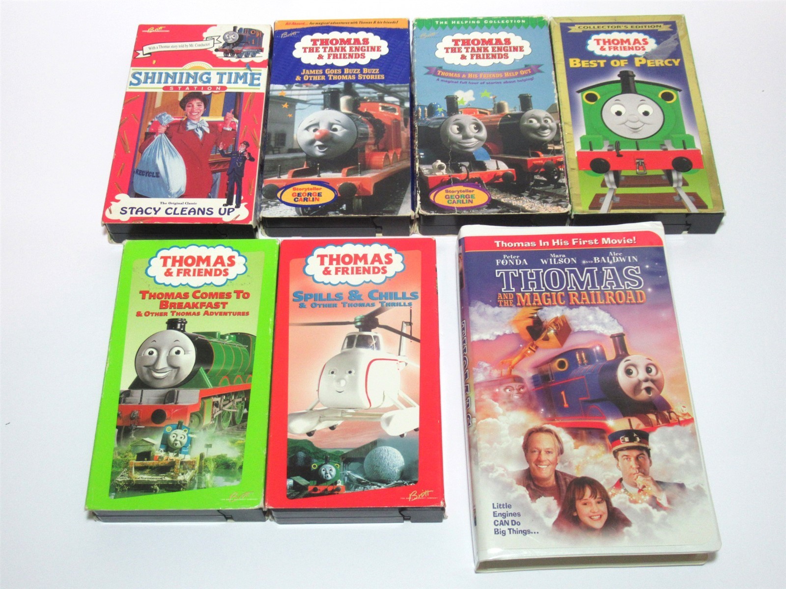Lot 7 VHS Thomas & Friends George Carlin Shining Time Station Movie tested