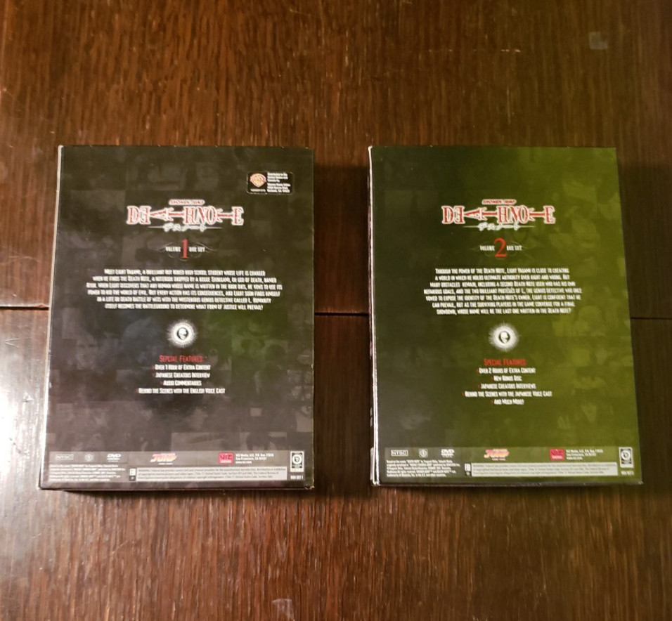 Death Note DVD Box Set Volume 1 & 2 Uncut Complete Series Shonen Jump ViZ Media