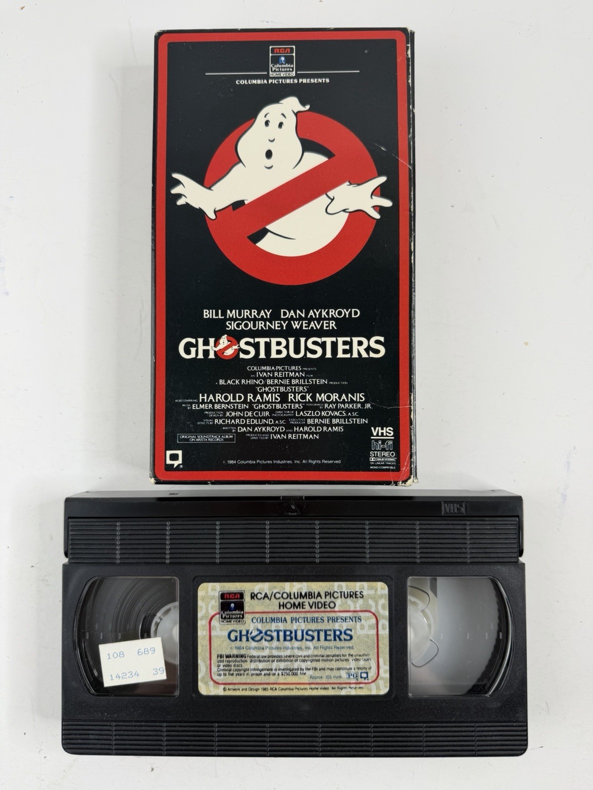 Ghostbusters VHS 1985 Red Border RCA/Columbia Pictures Side Loader Slipcase