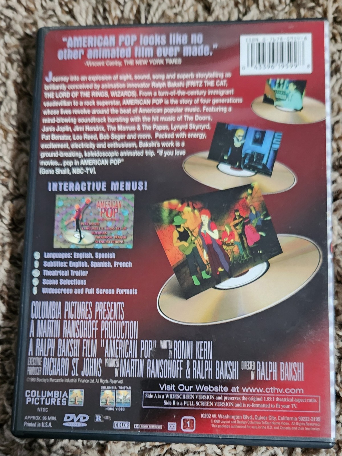 AMERICAN POP 1980 Ralph Bakshi Animated Classic OOP DVD Hendrix Sex Pistols