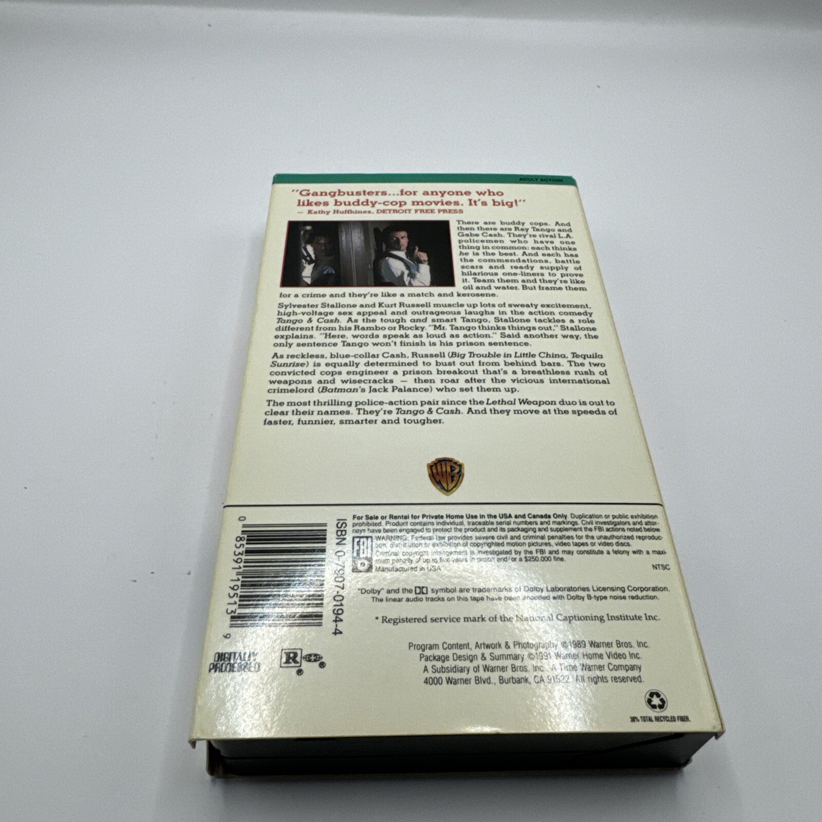 Tango & Cash 1989 VCR VHS Tape Sylvester Stallone, Kurt Russell, Jack Palance