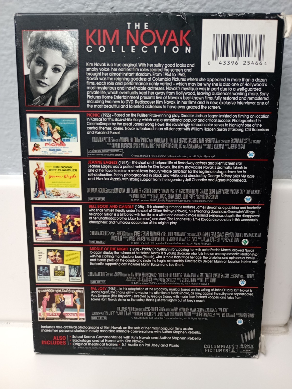 The Kim Novak Film Collection (DVD) Picnic, Jeanne Eagles, Bell Book & Candle..