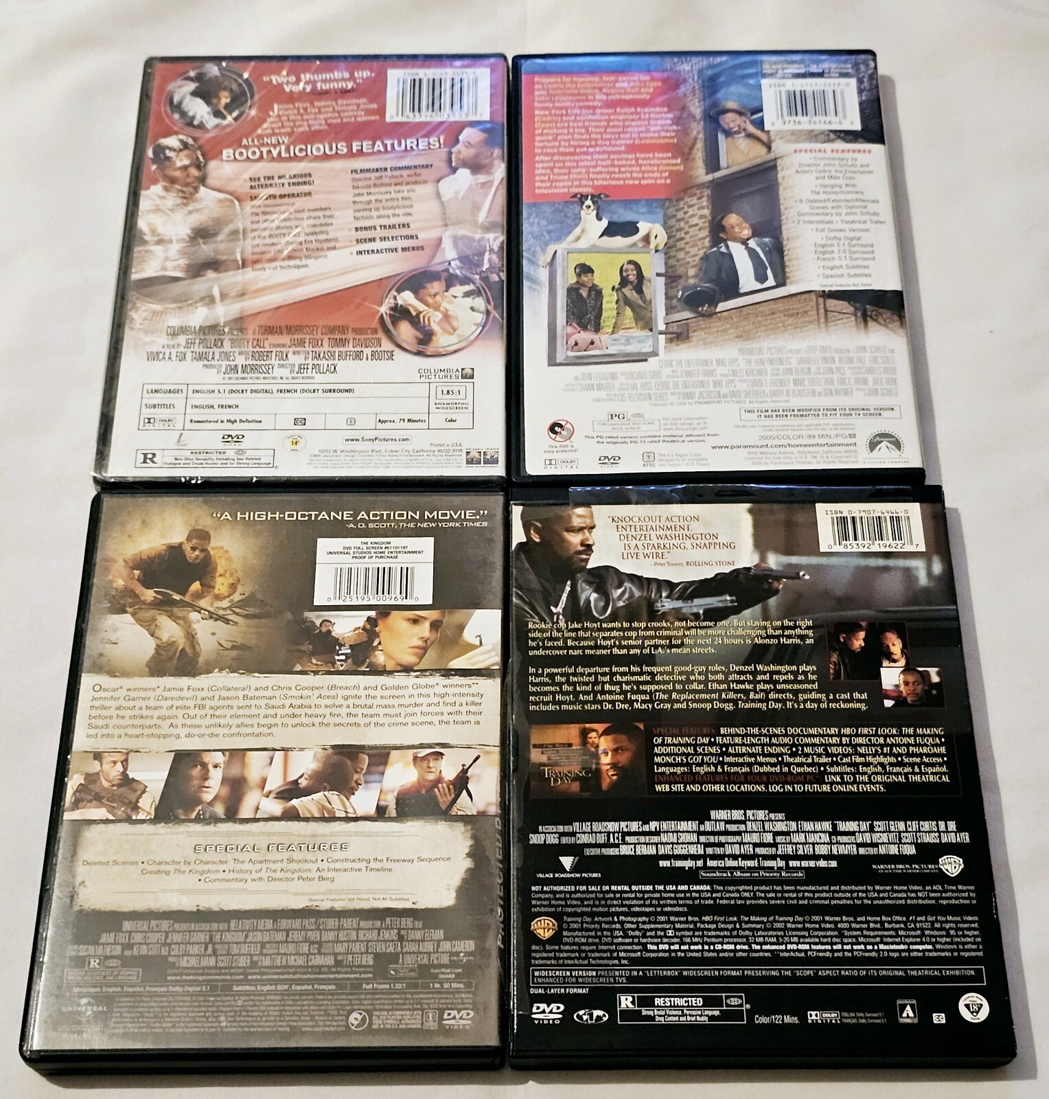 Booty Call (Sealed), The Honeymooners, Training Day & The Kingdom DVD Lot