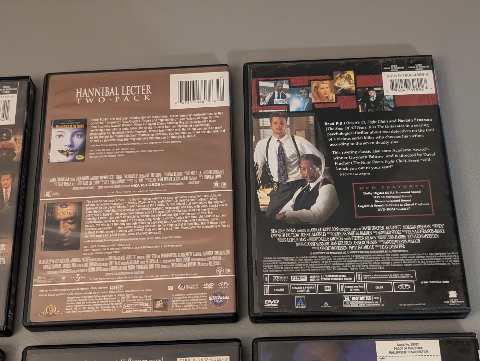 Horror & Thriller DVD Lot Of 8 – Shining / Halloween / Seven / Silence Of Lambs