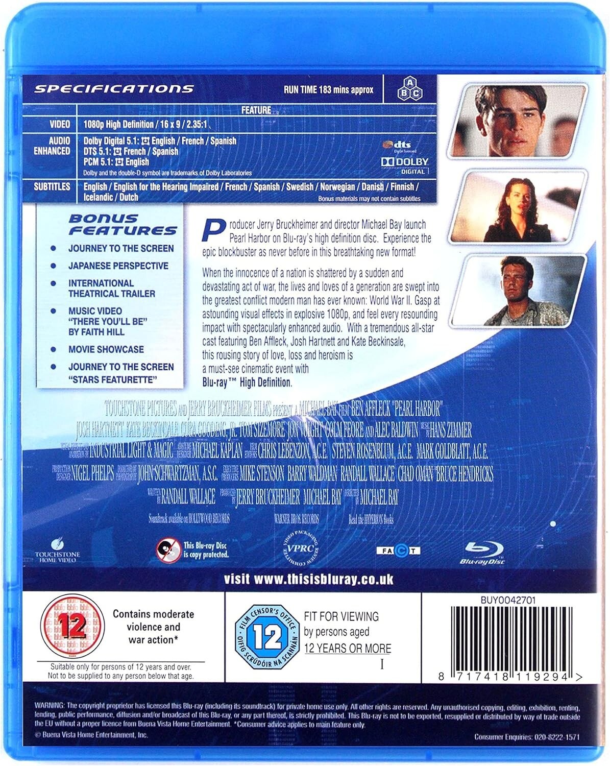 PEARL HARBOR (2001) Ben Affleck Blu-Ray BRAND NEW (USA Compatible)